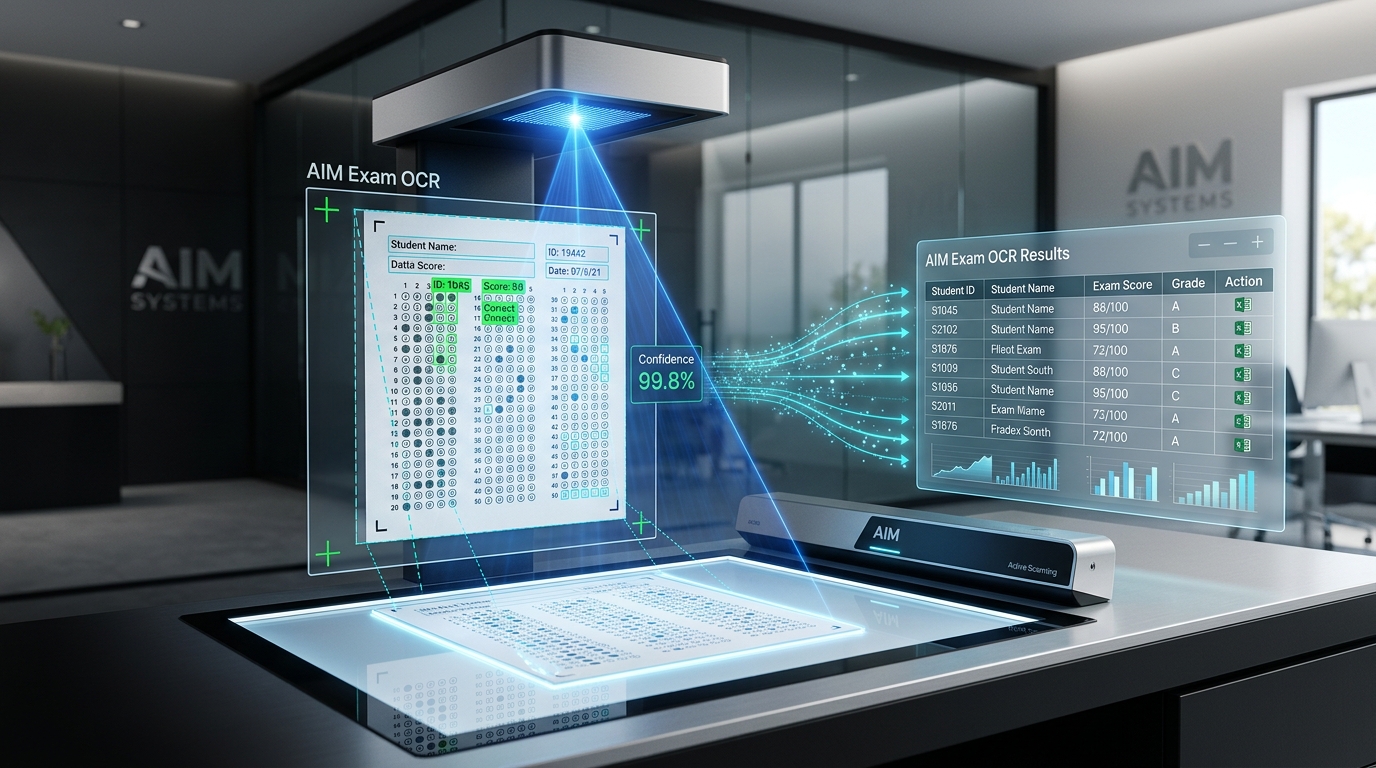 AIM Exam OCR System Scanner and Computer Vision Detection Diagram